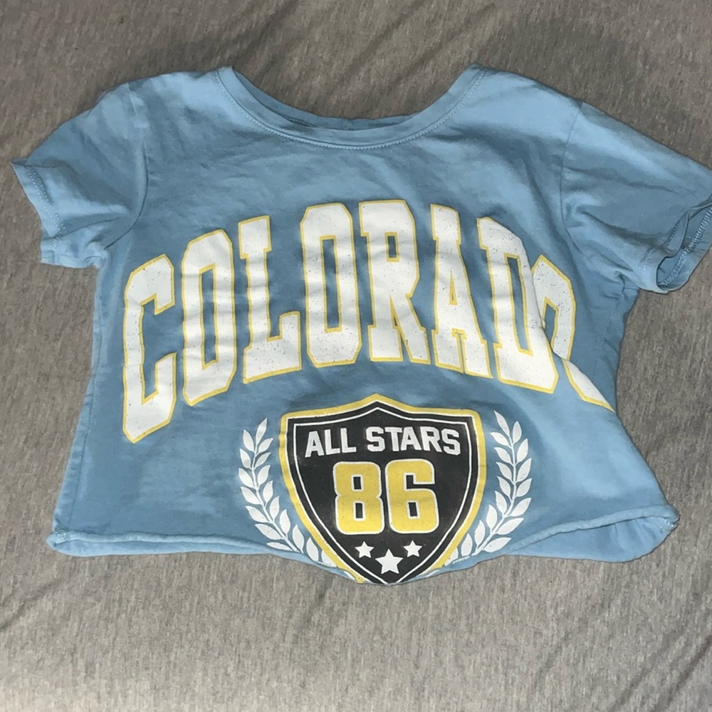 Blue Colorado All-Stars crop top from Tillys. Do not know original price size